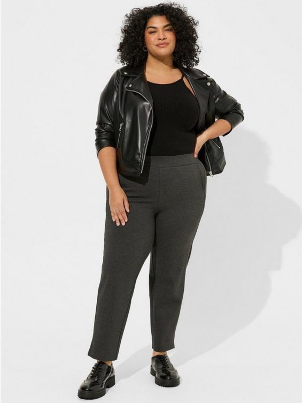 Torrid Pull-On Relaxed High-Rise Pant Heathered Grey Size 1X Ponte Knit Pockets